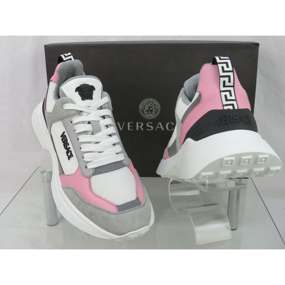 VERSACE SPLENDOR PINK WHITE LEATHER MEDUSA HEAD LOW TOP PLATFORM SNEAKERS 39 9 - Picture 2 of 12